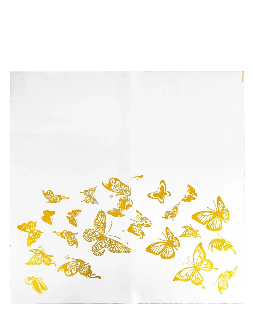 Wrapping paper white with butterflies
