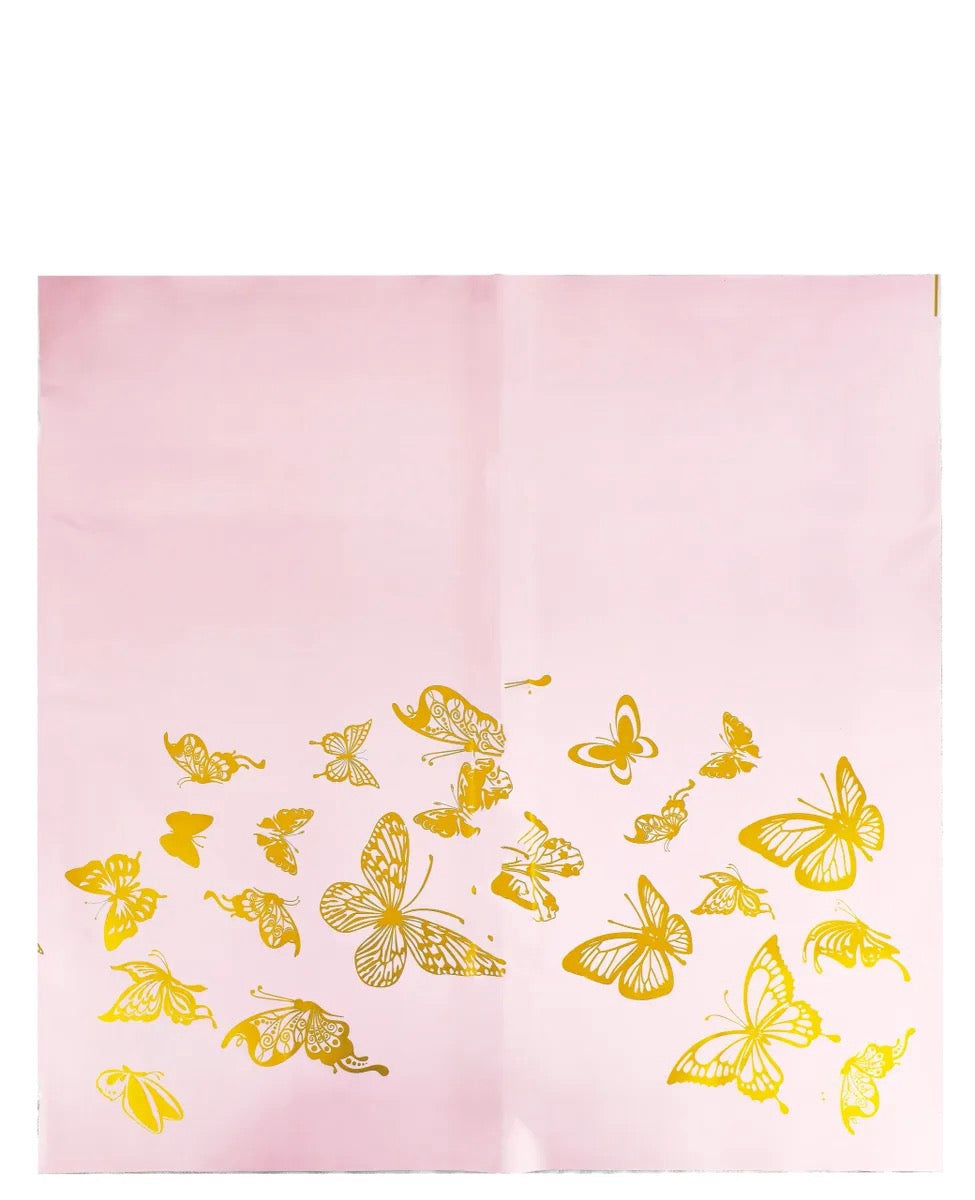 Wrapping paper pink with butterflies