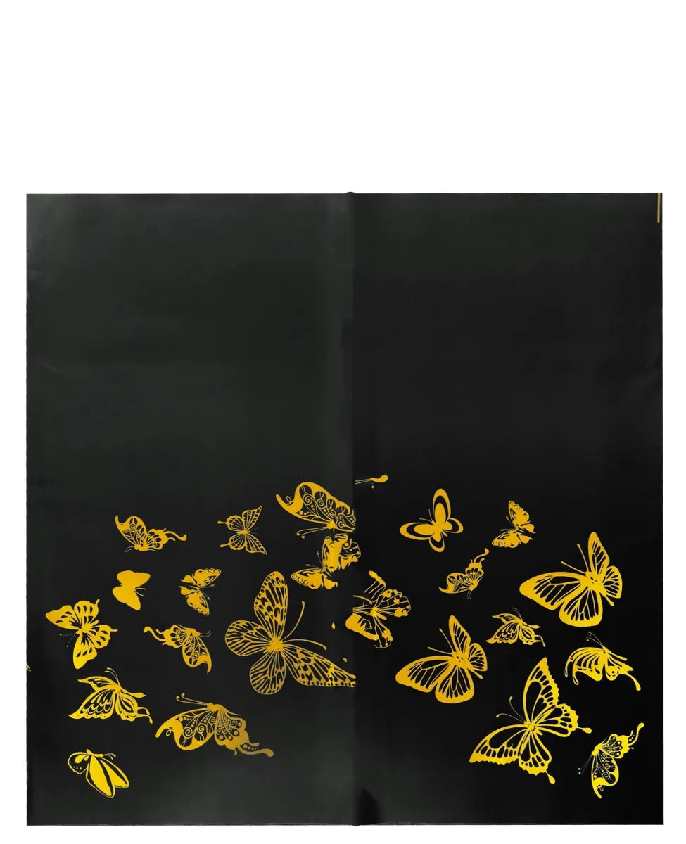 Wrapping paper black with butterflies